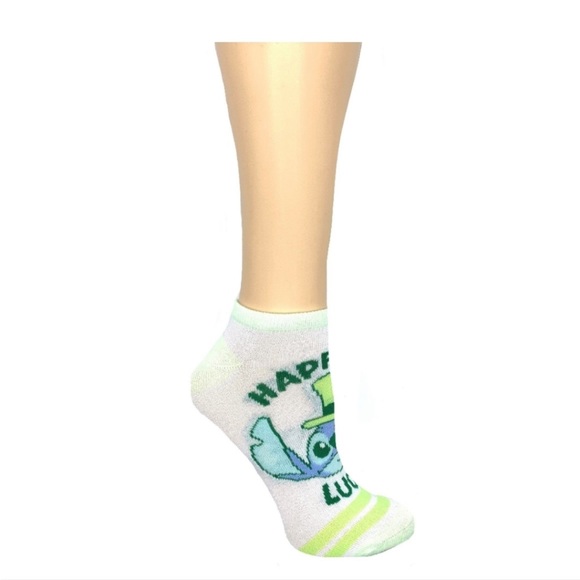 Disney Ladies Lilo & Stitch ST. Patrick’s Day 3 Pair Of No Show Socks shoe 4/10 - Picture 6 of 6